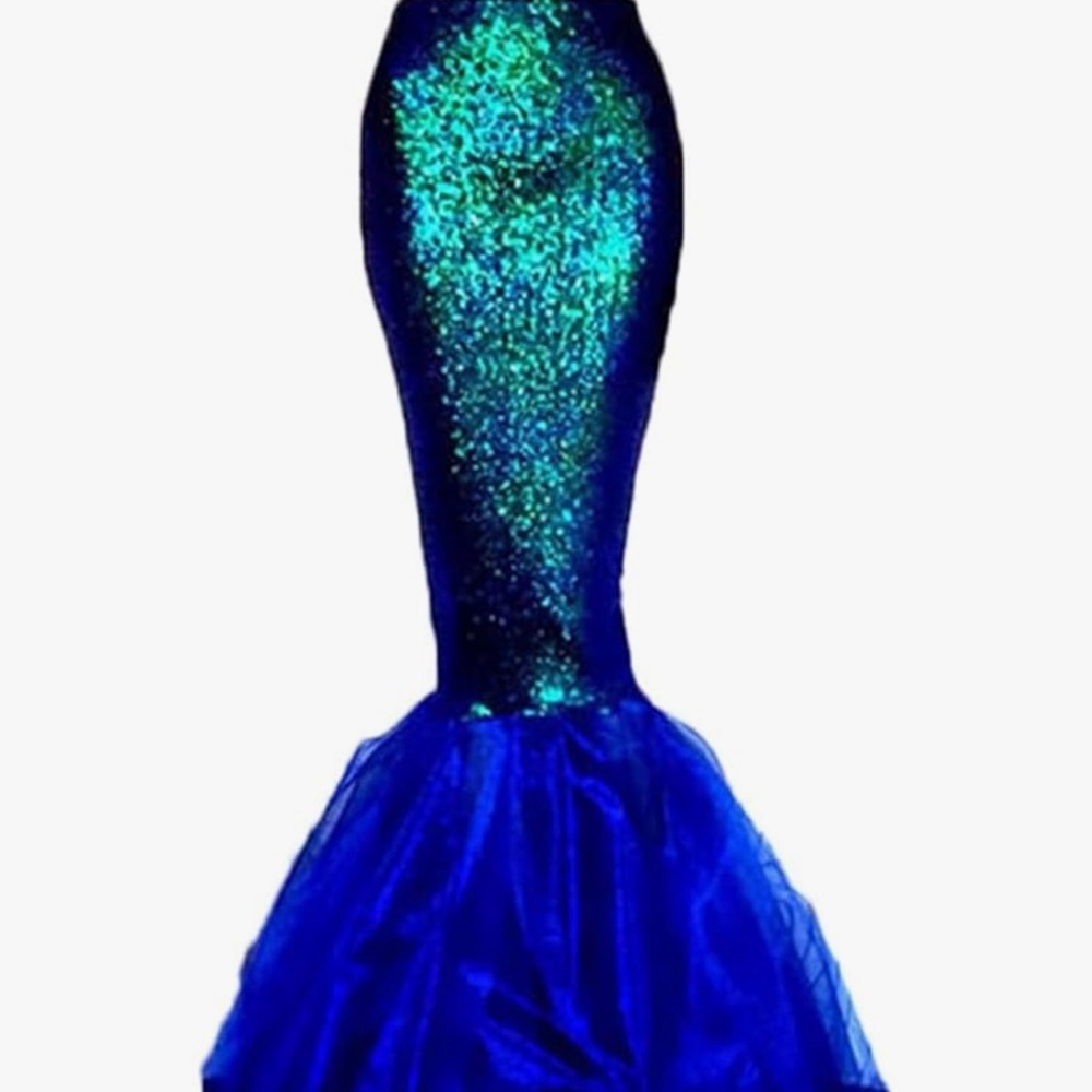 Elegant Blue Sequin Pencil Skirt